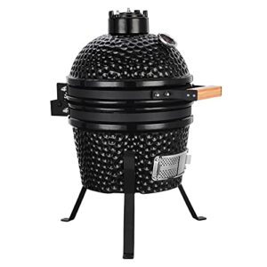 WHNB 13 Inch Mini Grill Garden Ceramic Charcoal Grills Multifunctional Outdoor Without Side Table for BBQ, Camping and Picnic -Black