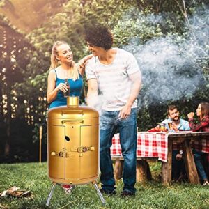 newces safety certification charcoal barbecues grills freestanding barbecues w/lid & grid outdoor portable smoker bbq for picnic garden terrace camping travel golden