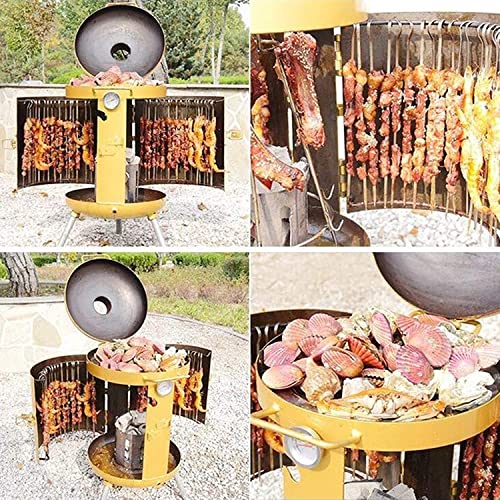 NEWCES Safety Certification Charcoal Barbecues Grills Freestanding Barbecues w/Lid & Grid Outdoor Portable Smoker BBQ for Picnic Garden Terrace Camping Travel Golden