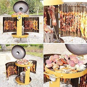 NEWCES Safety Certification Standing Charcoal Barbecues Grill Heavy Duty 3-in-1 Barbecue Smoker Grill Adjustable BBQ Grills for Garden Camping Outdoor Cooking & Grilling