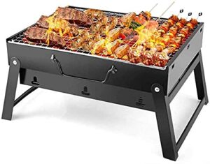 stainless steel bbq barbecue grill charcoal portable barbecue, smoker grill for outdoor cooking camping picnic outdoor garden charcoal bbq grill party suitable for 3 to 5 people