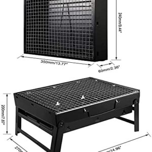 Electric Grill Indoor Barbecue Grill Outdoor, Portable Folding Charcoal Barbecue Grill Basket Tabletop Outdoor Stainless Steel Smoker BBQ for Picnic Garden Terrace Camping Travel