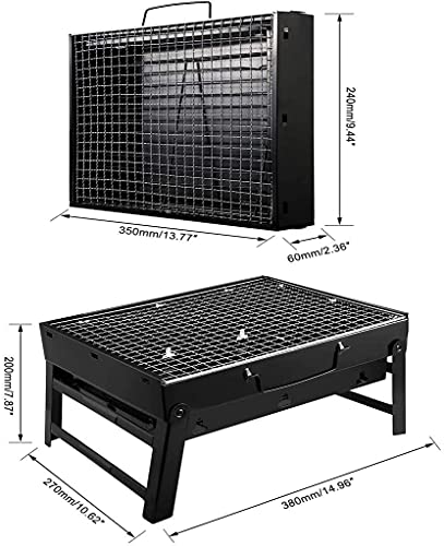 Electric Grill Indoor Barbecue Grill Outdoor, Portable Folding Charcoal Barbecue Grill Basket Tabletop Outdoor Stainless Steel Smoker BBQ for Picnic Garden Terrace Camping Travel