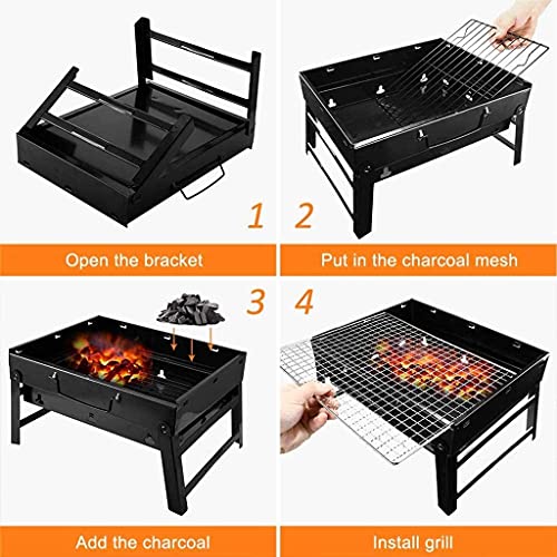 Electric Grill Indoor Barbecue Grill Outdoor, Portable Folding Charcoal Barbecue Grill Basket Tabletop Outdoor Stainless Steel Smoker BBQ for Picnic Garden Terrace Camping Travel