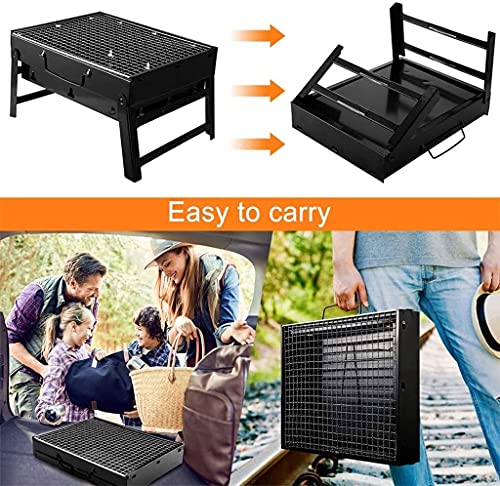 Electric Grill Indoor Barbecue Grill Outdoor, Portable Folding Charcoal Barbecue Grill Basket Tabletop Outdoor Stainless Steel Smoker BBQ for Picnic Garden Terrace Camping Travel