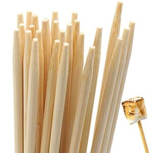 blue top bamboo marshmallow grilling sticks smores skewers 19.7 inch 5mm thick 60 pcs extra long heavy dutywooden skewer bbq hot dog skewer,great for camping,parties,weddings and plant stakes.