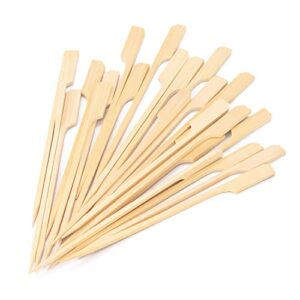 6 inch bamboo skewers 100pcs food appetizer toothpicks wide flat paddle bamboo wood picks for cocktail, marshmallow, fruit, grilling, drink, bbq, barbecue, yakitori chicken, fondue, roasting