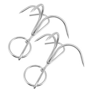 levemolo 2pcs triple three hooks garden prong meat grill poultry use hanger ham hook s- useful tools tool smoker hanging practical drying mutton steel accessories cooking butcher