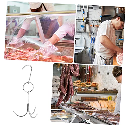 Levemolo 2pcs Triple Three Hooks Garden Prong Meat Grill Poultry Use Hanger Ham Hook S- Useful Tools Tool Smoker Hanging Practical Drying Mutton Steel Accessories Cooking Butcher