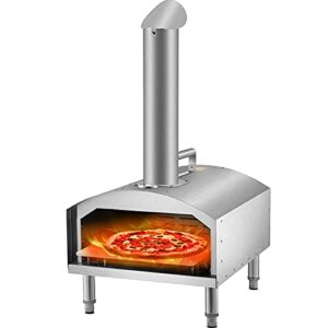 vevor wood fired oven 12″,outdoor pizza oven with foldable legs,stainless steel pizza maker 932℉ max temperature,wood pellets burning pizza oven with accessories for outside,garden,courtyard cooking.