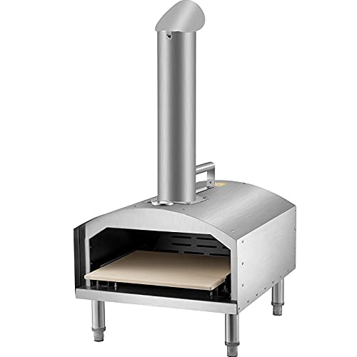VEVOR Wood Fired Oven 12",Outdoor Pizza Oven with Foldable Legs,Stainless Steel Pizza Maker 932℉ Max Temperature,Wood Pellets Burning Pizza Oven with Accessories for Outside,Garden,Courtyard Cooking.