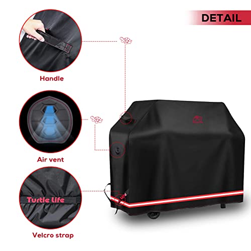 Turtle-Life BBQ Grill Cover,54 Inch Heavy Duty Waterproof Barbecue Gas Grill Covers for Weber Genesis Char-Broil Brinkmann, No Fading Away Within 2 Years, Black