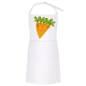adjustable bib apron with 2 pockets funny garden carrots chef kitchen cooking aprons for women men restaurant bbq painting