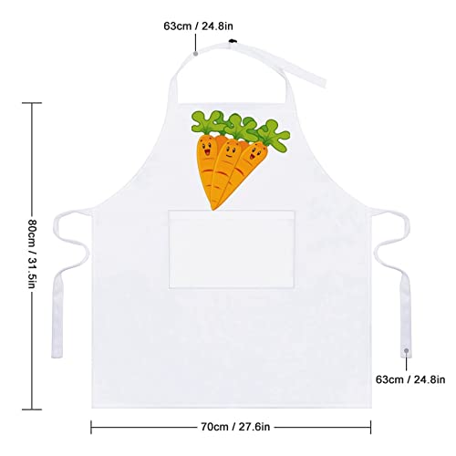 Adjustable Bib Apron with 2 Pockets Funny Garden Carrots Chef Kitchen Cooking Aprons for Women Men Restaurant BBQ Painting