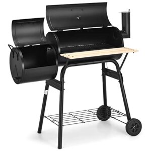 liviza 24.5 inch charcoal grill, outdoor camping bbq grill, bbq grill set attached steel firebox, barbecue pit for outdoor garden park patio and backyard cooking