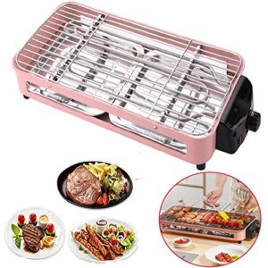 indoor barbecue griddle with non-stick coating grill plate，1500w adjustable temperature control mini portable barbecue grill for 3-10 persons， for outdoor picnic and home garden camping useful