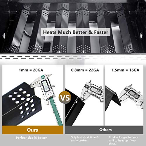 Criditpid Grill Heat Plate Shield, Burner Cover, Flame Tamer for Grill Master 720-0697, 720-0737, Porcelain Steel Gas Grill Replacement Parts for Nexgrill 720-0830H 720-0783E 720-0882A 720-0896B.