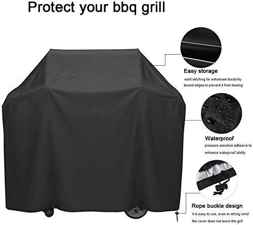 FRGHF Barbecue cover, dust proof BBQ cover, waterproof barbecue protective cover, garden grill cover with storage bag, 145 x 61 x 117 cm