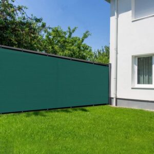 love story dark green privacy screen fence 5’x25′, fence covering privacy of 88% shade rating,200 gsm shade fabric mesh cover heavy duty for chain link outdoor fence, patio, wall garden