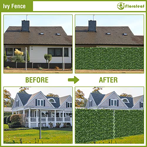 FLORALEAF Artificial Ivy Privacy Fence Screen 39''x117'' Artificial Hedge Leaf and Faux Ivy Vine Leaf Fence Wall Decoration for Outdoor Garden, Yard Decore