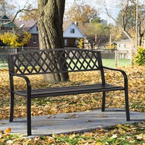 Park Bench Metal Bench 50 Garden Bench Chair Outdoor Benches Clearance Patio Bench Yard Bench Porch Work Entryway Steel Frame Furniture