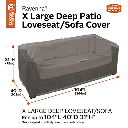 Classic Accessories Ravenna Water-Resistant 104 Inch Deep Seated Patio Loveseat Cover, Patio Furniture Covers