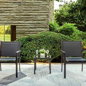 Tuoze 3 Pieces Patio Furniture Set Outdoor Garden Conversation Sets Modern Porch Furniture Lawn Chairs with Glass Coffee Table for Poolside Backyard Balcony