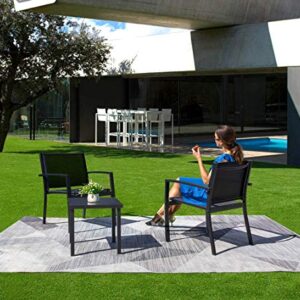 Tuoze 3 Pieces Patio Furniture Set Outdoor Garden Conversation Sets Modern Porch Furniture Lawn Chairs with Glass Coffee Table for Poolside Backyard Balcony