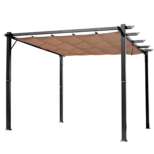 Outsunny 10' x 13' Outdoor Retractable Pergola Canopy, Aluminum Patio Pergola, Backyard Shade Shelter for Porch Party, Garden, Grill Gazebo - Charcoal Grey