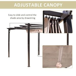 Outsunny 10' x 13' Outdoor Retractable Pergola Canopy, Aluminum Patio Pergola, Backyard Shade Shelter for Porch Party, Garden, Grill Gazebo - Charcoal Grey