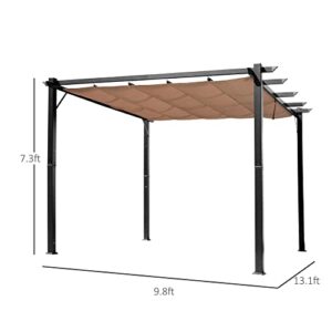 Outsunny 10' x 13' Outdoor Retractable Pergola Canopy, Aluminum Patio Pergola, Backyard Shade Shelter for Porch Party, Garden, Grill Gazebo - Charcoal Grey