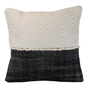 foreside home & garden fipl09802 decorative throw diamond pattern hand woven 18×18 outdoor pillow w/pulled yarn accents, multicolored