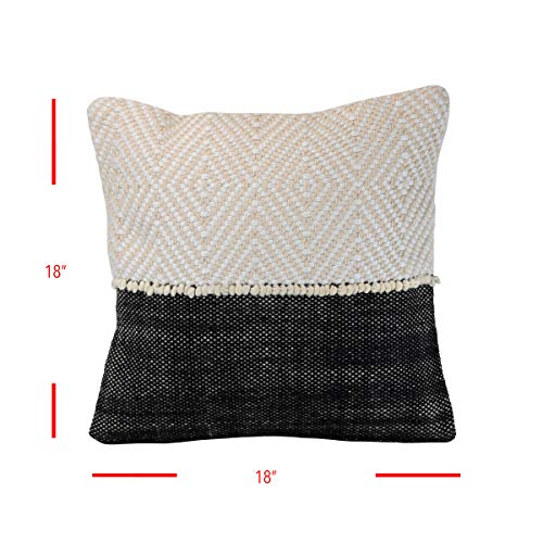 Foreside Home & Garden FIPL09802 Decorative Throw Diamond Pattern Hand Woven 18x18 Outdoor Pillow w/Pulled Yarn Accents, Multicolored