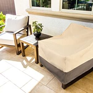 Patio Chair Covers Waterproof Heavy Duty Outdoor Patio Furniture Covers, Stackable Outside Lounge Deep Seat Covers, Large Lawn Sofa Covers Water Resistant,600D Oxford Cloth,Standard-2 Pack,Khaki&Brown