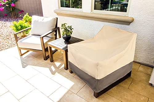 Patio Chair Covers Waterproof Heavy Duty Outdoor Patio Furniture Covers, Stackable Outside Lounge Deep Seat Covers, Large Lawn Sofa Covers Water Resistant,600D Oxford Cloth,Standard-2 Pack,Khaki&Brown