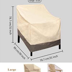 Patio Chair Covers Waterproof Heavy Duty Outdoor Patio Furniture Covers, Stackable Outside Lounge Deep Seat Covers, Large Lawn Sofa Covers Water Resistant,600D Oxford Cloth,Standard-2 Pack,Khaki&Brown