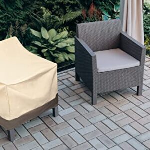 Patio Chair Covers Waterproof Heavy Duty Outdoor Patio Furniture Covers, Stackable Outside Lounge Deep Seat Covers, Large Lawn Sofa Covers Water Resistant,600D Oxford Cloth,Standard-2 Pack,Khaki&Brown