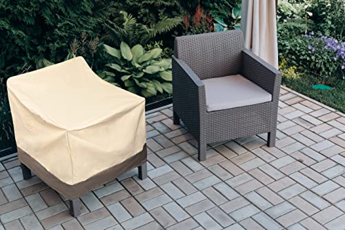 Patio Chair Covers Waterproof Heavy Duty Outdoor Patio Furniture Covers, Stackable Outside Lounge Deep Seat Covers, Large Lawn Sofa Covers Water Resistant,600D Oxford Cloth,Standard-2 Pack,Khaki&Brown