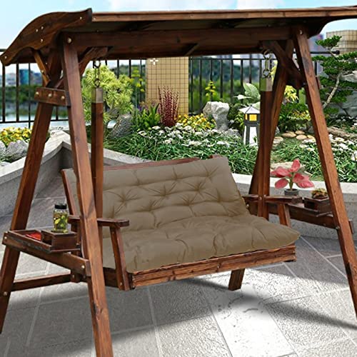Swing Replacement Cushions with Backrest, Waterproof Bench Cushion for Outdoor Furniture 2-3 Seater Washable Swing Replacement Cushions, Overstuffed Swing Pad for Garden Patio (60x40 in, Khaki)