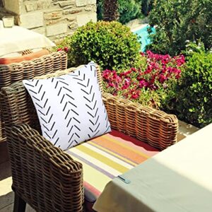 Kiuree Black and White Outdoor Pillows Waterproof Throw Pillow Covers for Patio Furniture Geometric Outdoor Pillow Cases for Patio Furniture Tent Balcony Couch 18 X 18 Inch Set of 2(White)