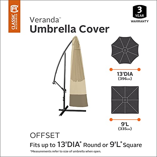 Classic Accessories Veranda Water-Resistant 13 Foot Offset Patio Umbrella Canopy Cover, Patio Furniture Covers