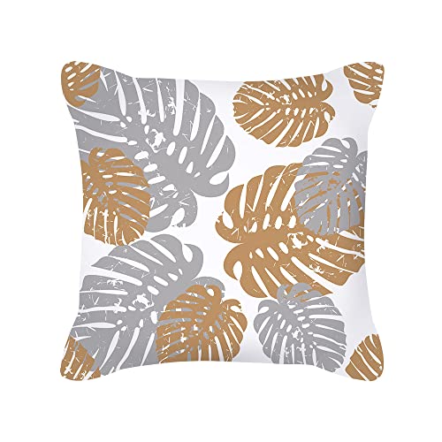 Willing Life Pack of 4 Waterproof Outdoor Indoor Throw Pillow Covers 18x18 Decorative Grey Floral Leaf Boho Pillowcases Double-Sided Cushion Covers for Garden Patio Swing Balcony Sofa Couch