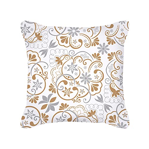 Willing Life Pack of 4 Waterproof Outdoor Indoor Throw Pillow Covers 18x18 Decorative Grey Floral Leaf Boho Pillowcases Double-Sided Cushion Covers for Garden Patio Swing Balcony Sofa Couch