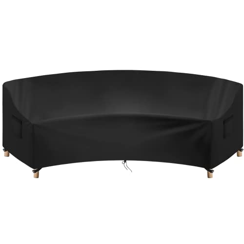 Guisong Curved Patio Furniture Cover for Outdoor Sectional Sofa, Waterproof Curved Outdoor Furniture Cover, Heavy Duty Patio Sectional Couch/Sofa Cover-122" L(Back)/84" L(Front) x 37" D x 38" H