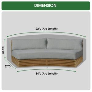 Guisong Curved Patio Furniture Cover for Outdoor Sectional Sofa, Waterproof Curved Outdoor Furniture Cover, Heavy Duty Patio Sectional Couch/Sofa Cover-122" L(Back)/84" L(Front) x 37" D x 38" H