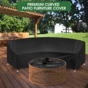 Guisong Curved Patio Furniture Cover for Outdoor Sectional Sofa, Waterproof Curved Outdoor Furniture Cover, Heavy Duty Patio Sectional Couch/Sofa Cover-122" L(Back)/84" L(Front) x 37" D x 38" H