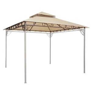 yescom 10.6’x10.6′ gazebo top replacement for 2 tier madaga frame canopy cover patio garden yard light beige y00710t01