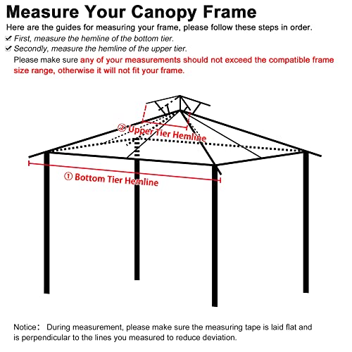 Yescom 10.6'x10.6' Gazebo Top Replacement for 2 Tier Madaga Frame Canopy Cover Patio Garden Yard Light Beige Y00710T01