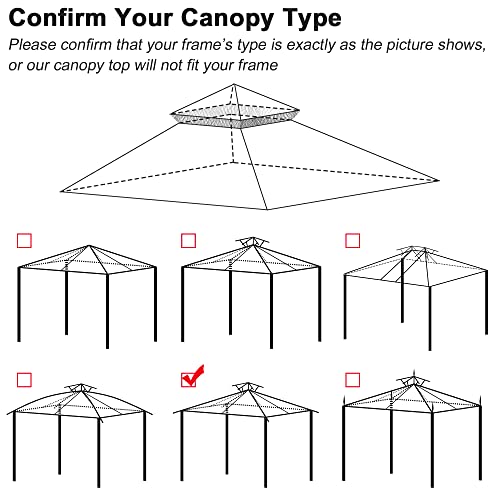 Yescom 10.6'x10.6' Gazebo Top Replacement for 2 Tier Madaga Frame Canopy Cover Patio Garden Yard Light Beige Y00710T01