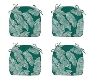 fbts prime outdoor chair cushions set of 4 patio seat cushions with ties 16×17 inch emerald green leaves u-shape chair pads for outdoor patio garden home office furniture